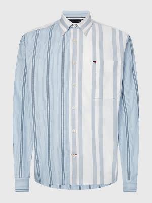 Muške Tommy Hilfiger Mixed Stripe Oxford Košulje Plava | TH546RJD