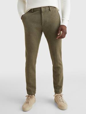 Muške Tommy Hilfiger Modern Bleecker Pique Jersey Slim Chinos Pantalone Kaki | TH298COL