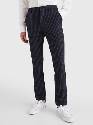 Muške Tommy Hilfiger Modern Bleecker Stripe Slim Pantalone Plava | TH870PDA