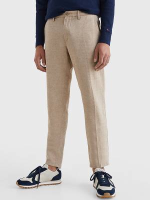 Muške Tommy Hilfiger Modern Herringbone Tapered Fit Chino Pantalone Bež | TH835KUO