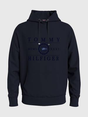 Muške Tommy Hilfiger Motion Flag Logo Duks Hoodie Plava | TH765QFZ