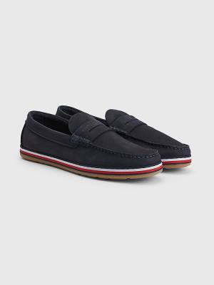 Muške Tommy Hilfiger Nubuck Moccasins Casual Cipele Plava | TH950IKW