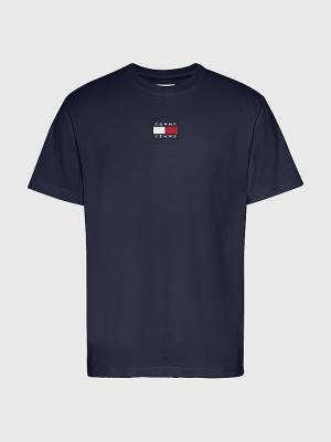 Muške Tommy Hilfiger Organic Cotton Badge Majice Plava | TH067MPJ