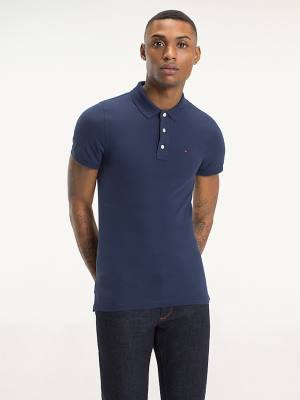 Muške Tommy Hilfiger Organic Cotton Fine Pique Slim Polo Majice Plava | TH170CMY