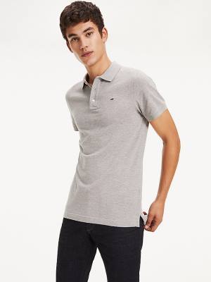 Muške Tommy Hilfiger Organic Cotton Fine Pique Slim Polo Majice Siva | TH379XFA