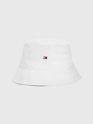 Muške Tommy Hilfiger Organic Cotton Flag Embroidery Bucket Kape Bela | TH732FRD