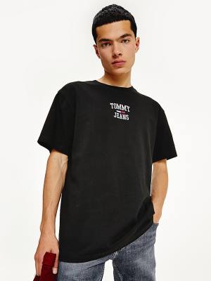 Muške Tommy Hilfiger Organic Cotton Jersey Logo Majice Crna | TH389VLI