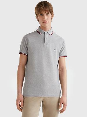 Muške Tommy Hilfiger Organic Cotton Slim Fit Polo Majice Siva | TH278MUY