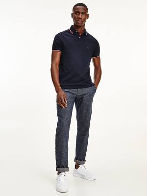 Muške Tommy Hilfiger Organic Cotton Slim Fit Polo Majice Plava | TH513LQX