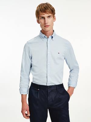 Muške Tommy Hilfiger Organic Cotton Twill Slim Fit Košulje Plava | TH705VNX