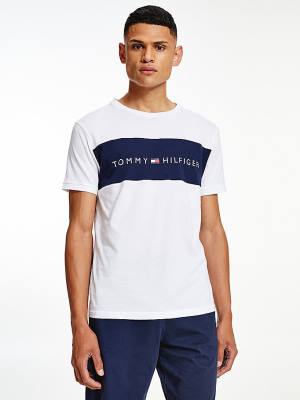 Muške Tommy Hilfiger Original Colour-Blocked Logo Pidžama Bela | TH560PCY