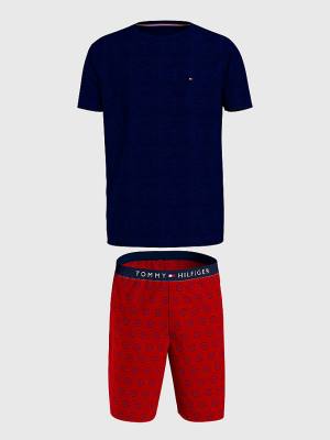 Muške Tommy Hilfiger Original Short Print Set Pidžama Plava | TH278CUS