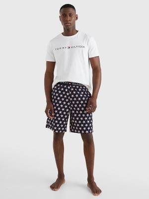 Muške Tommy Hilfiger Original Short Print Set Pidžama Bela | TH630SKL