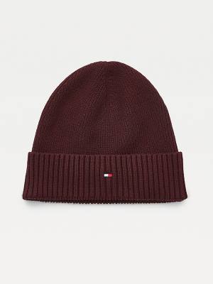 Muške Tommy Hilfiger Pima Cotton Cashmere Cuffed Beanie Kape Crveni | TH356KUE