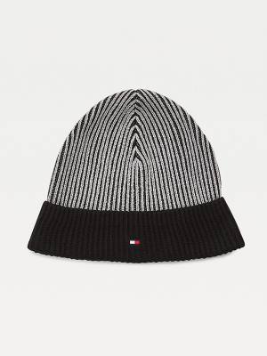 Muške Tommy Hilfiger Pima Cotton Cashmere Double Stitch Beanie Kape Crna | TH829YTE