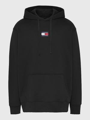 Muške Tommy Hilfiger Plus Badge Organic Cotton Duks Hoodie Crna | TH098OJB