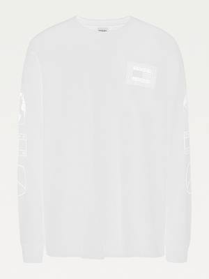 Muške Tommy Hilfiger Plus Long Sleeve Recycled Cotton Majice Bela | TH041ZKR