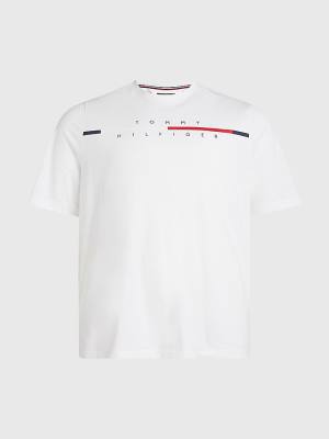 Muške Tommy Hilfiger Plus Signature Split Logo Majice Bela | TH086STY