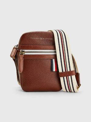 Muške Tommy Hilfiger Premium Leather Small Crossover Torbe Braon | TH238KJV