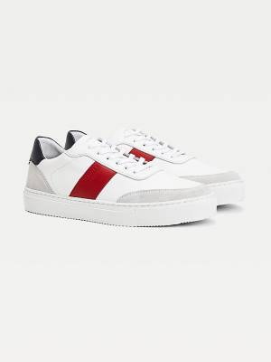 Muške Tommy Hilfiger Premium Leather Suede Cupsole Patike Bela | TH593CPV