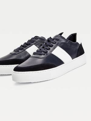 Muške Tommy Hilfiger Premium Leather Suede Cupsole Patike Plava | TH794APD