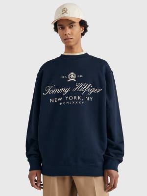 Muške Tommy Hilfiger Prep Crest Organic Cotton Duksevi Plava | TH162SQF