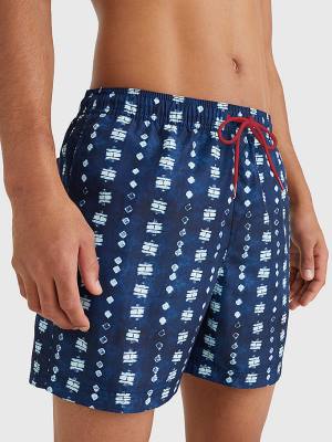 Muške Tommy Hilfiger Print Drawstring Mid Length Shorts Kupaći Kostimi Plava | TH639MQJ