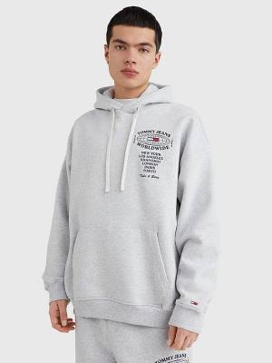 Muške Tommy Hilfiger Recycled Logo Duks Hoodie Siva | TH640MCY