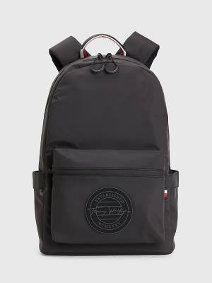 Muške Tommy Hilfiger Recycled Polyester Signature Logo Backpack Torbe Crna | TH653MZC