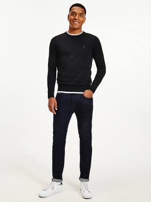 Muške Tommy Hilfiger Regular Fit Crew Neck Jumper Džemper Crna | TH260NWO