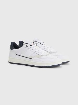 Muške Tommy Hilfiger Retro Court Cupsole Mixed Patike Bela | TH912ZNM