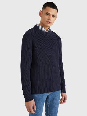 Muške Tommy Hilfiger Ribbed Crew Neck Relaxed Fit Jumper Džemper Plava | TH937KNX