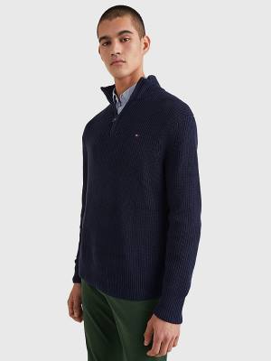 Muške Tommy Hilfiger Ribbed Half-Zip Relaxed Fit Jumper Džemper Plava | TH496ODN