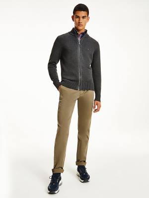 Muške Tommy Hilfiger Ribbed Texture Zip-Thru Cardigan Džemper Siva | TH423KIS