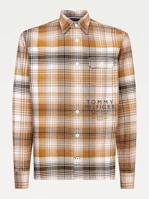 Muške Tommy Hilfiger Shadow Check Relaxed Fit Overshirt Košulje Braon | TH970ZXA