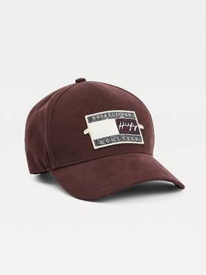 Muške Tommy Hilfiger Signature Badge Cap Kape Crveni | TH452RFQ