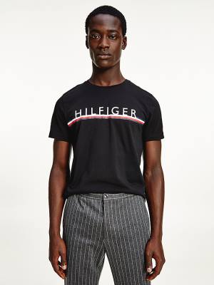 Muške Tommy Hilfiger Signature Detail Organic Cotton Majice Crna | TH971YGA