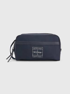 Muške Tommy Hilfiger Signature Double Washbag Torbe Plava | TH051SZM