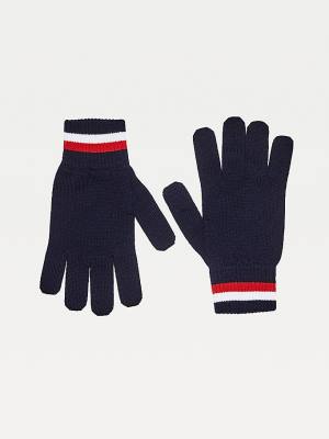 Muške Tommy Hilfiger Signature Fine Knit Wool Gloves Kape Plava | TH601XYN