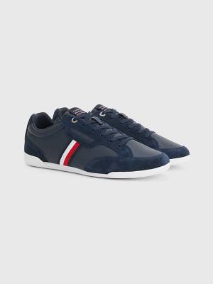 Muške Tommy Hilfiger Signature Leather Mix Cupsole Patike Plava | TH045LXA