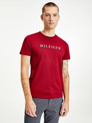 Muške Tommy Hilfiger Signature Organic Cotton Graphic Logo Majice Crveni | TH098YUQ