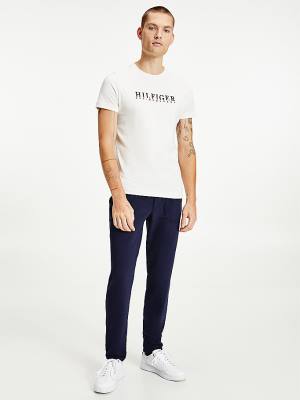 Muške Tommy Hilfiger Signature Organic Cotton Graphic Logo Majice Bela | TH193ZJQ