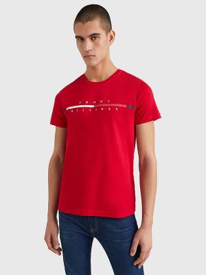 Muške Tommy Hilfiger Signature Split Logo Majice Crveni | TH409IHY