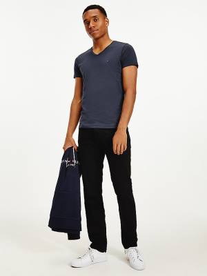 Muške Tommy Hilfiger Slim Fit Cotton Majice Plava | TH351QLD