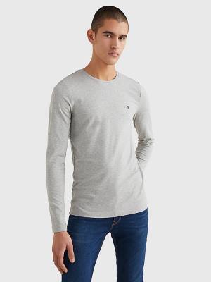 Muške Tommy Hilfiger Slim Fit Long Sleeve Majice Siva | TH240EYZ