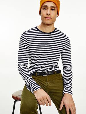 Muške Tommy Hilfiger Slim Fit Long Sleeve Majice Plava | TH603SWM