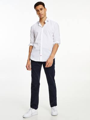 Muške Tommy Hilfiger Slim Fit Stretch Cotton Košulje Bela | TH890DMH