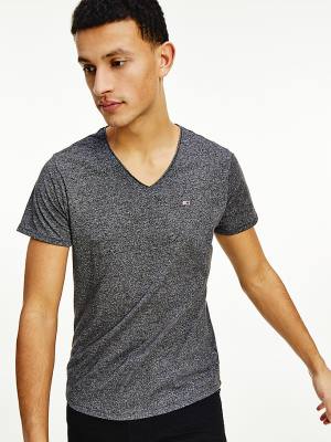 Muške Tommy Hilfiger Slim Fit V-Neck Majice Crna | TH413IGE