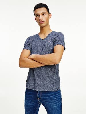 Muške Tommy Hilfiger Slim Fit V-Neck Majice Plava | TH413XAU