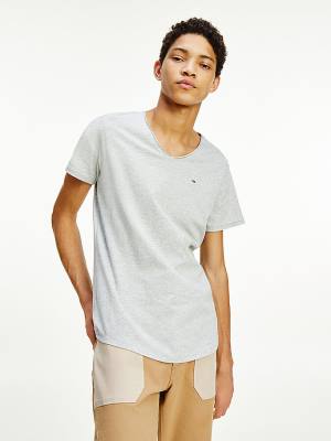 Muške Tommy Hilfiger Slim Fit V-Neck Majice Siva | TH973DSP